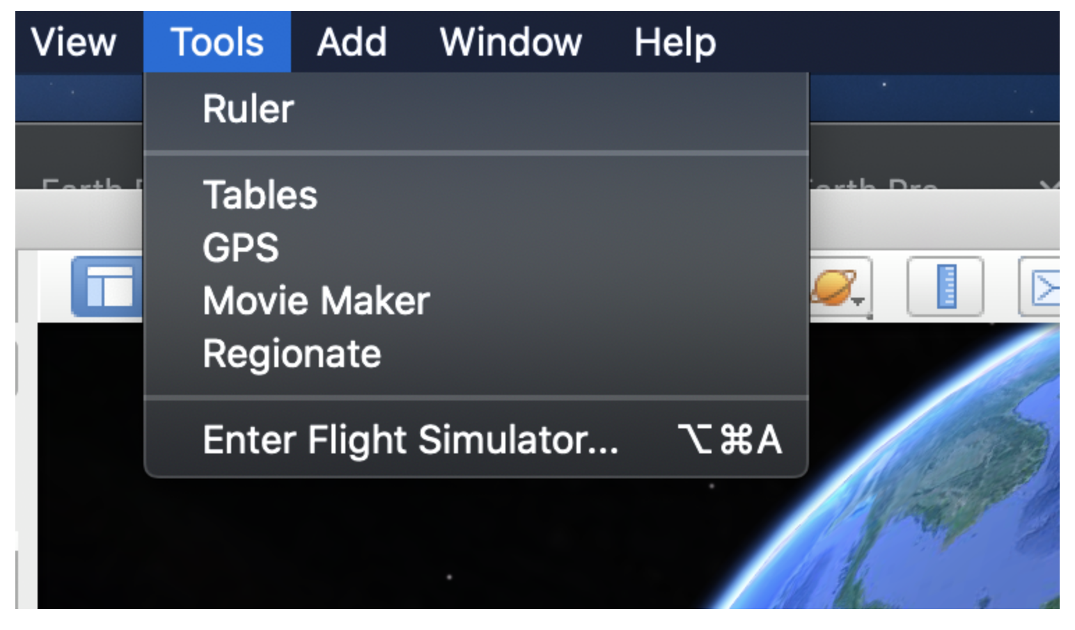mac hoteky for flight simulator in google earth